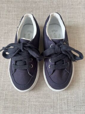 Polo by Ralph Lauren Navy Canvas Lace-Up Sneakers, Kids 7, luxury outdoor school